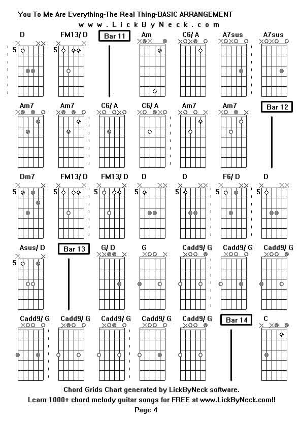 Chord Grids Chart of chord melody fingerstyle guitar song-You To Me Are Everything-The Real Thing-BASIC ARRANGEMENT,generated by LickByNeck software.